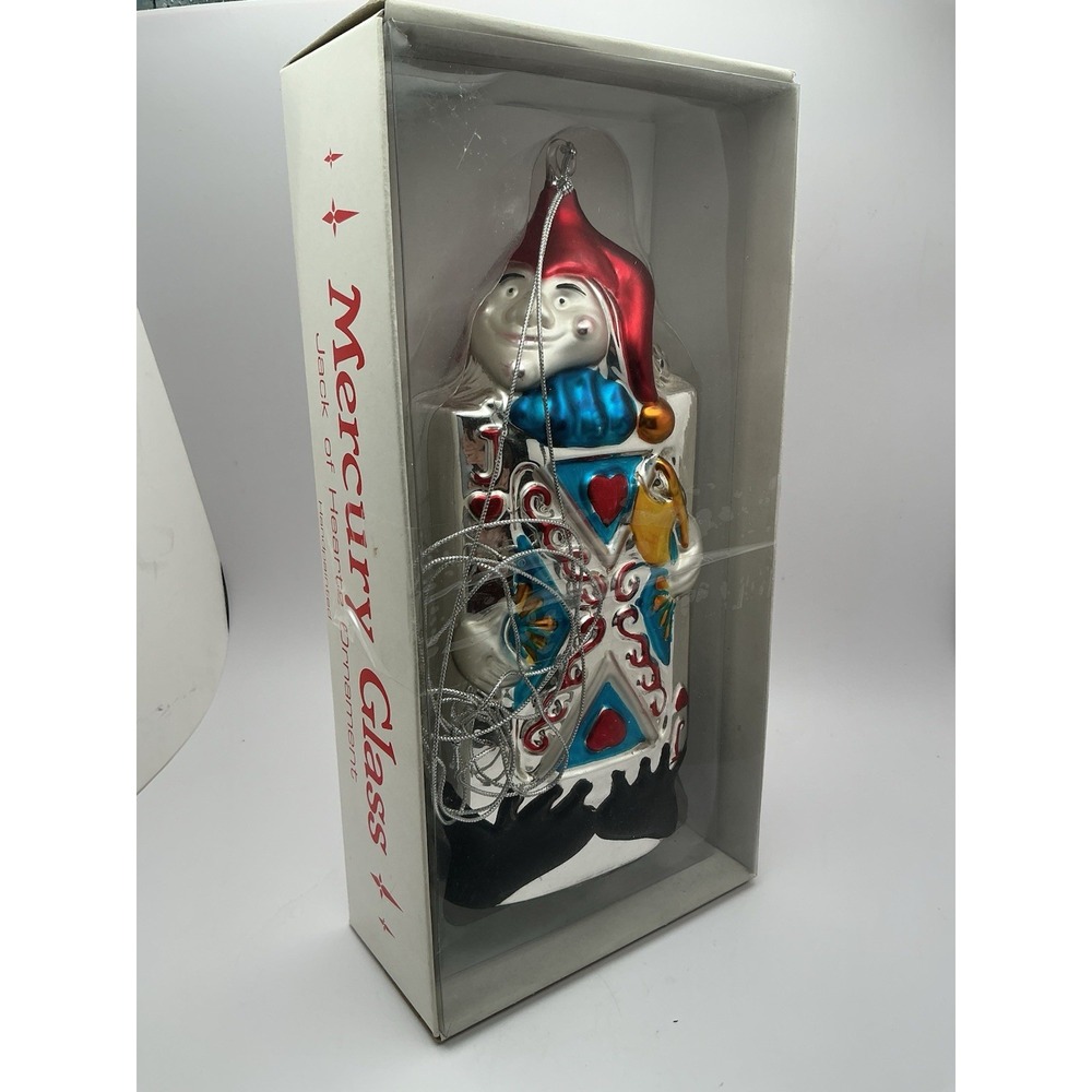 Vintage Dept. 56 Mercury Glass Jack of Hearts 10" Christmas Ornament‎ NIB
